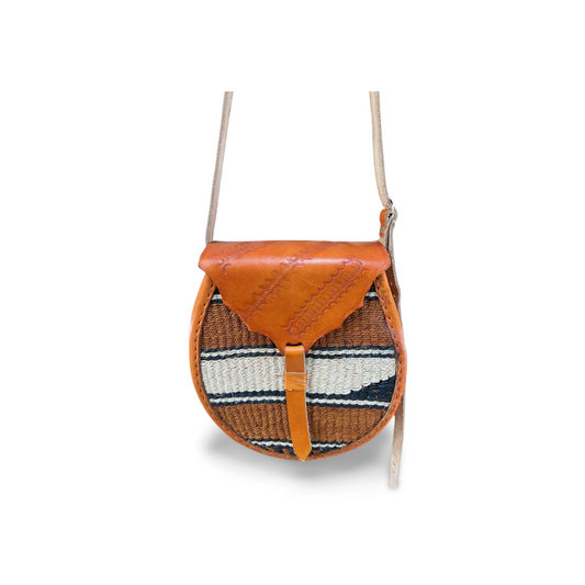 African Sisal-Leather Semi-round Sling Bag For Her(Naza)