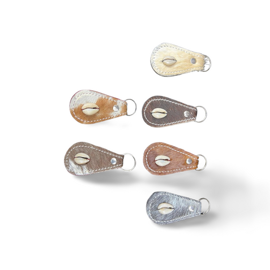 Handmade Leather Keyholders with Cowrie Shell Accents